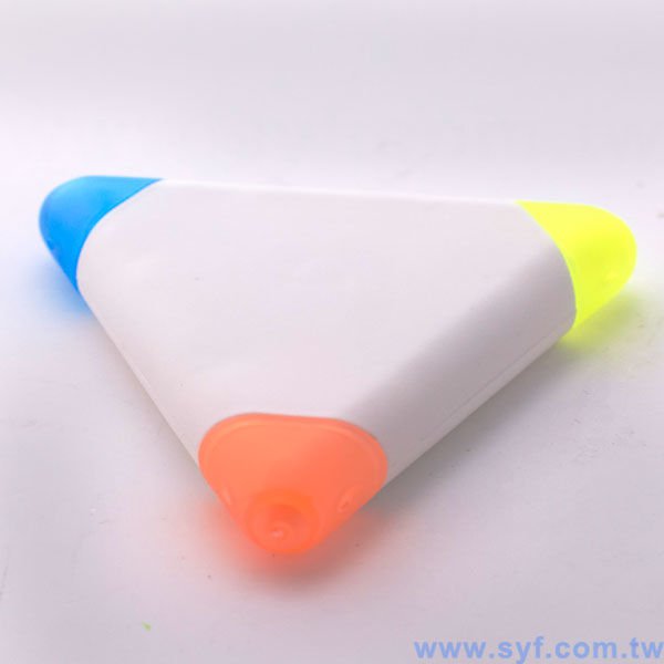 三角造型三色螢光筆廣告筆-開蓋式原子筆-可客製化加印LOGO-8090-2